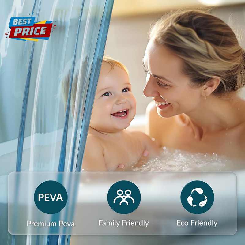 Shower Curtain Liner, Plastic Shower Liner PEVA 72 X 72 Lightweight Waterproof S gallery