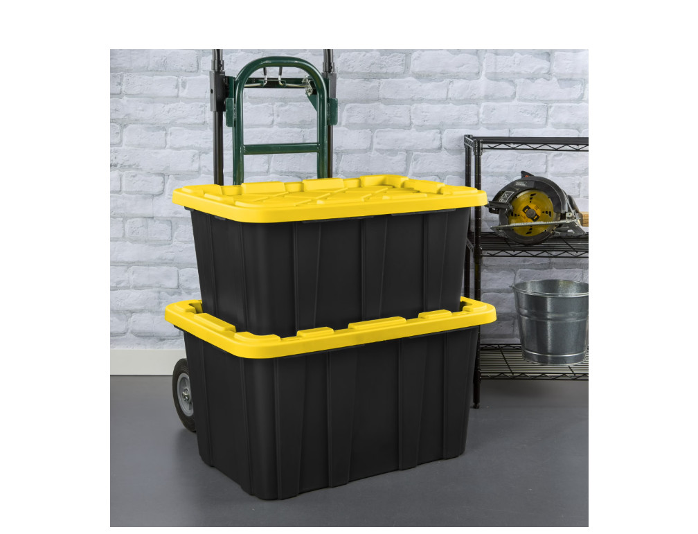 Large Storage Bin, 27 Gallon Plastic Storage Tote with Snap-On Lid, 6 Pack gallery