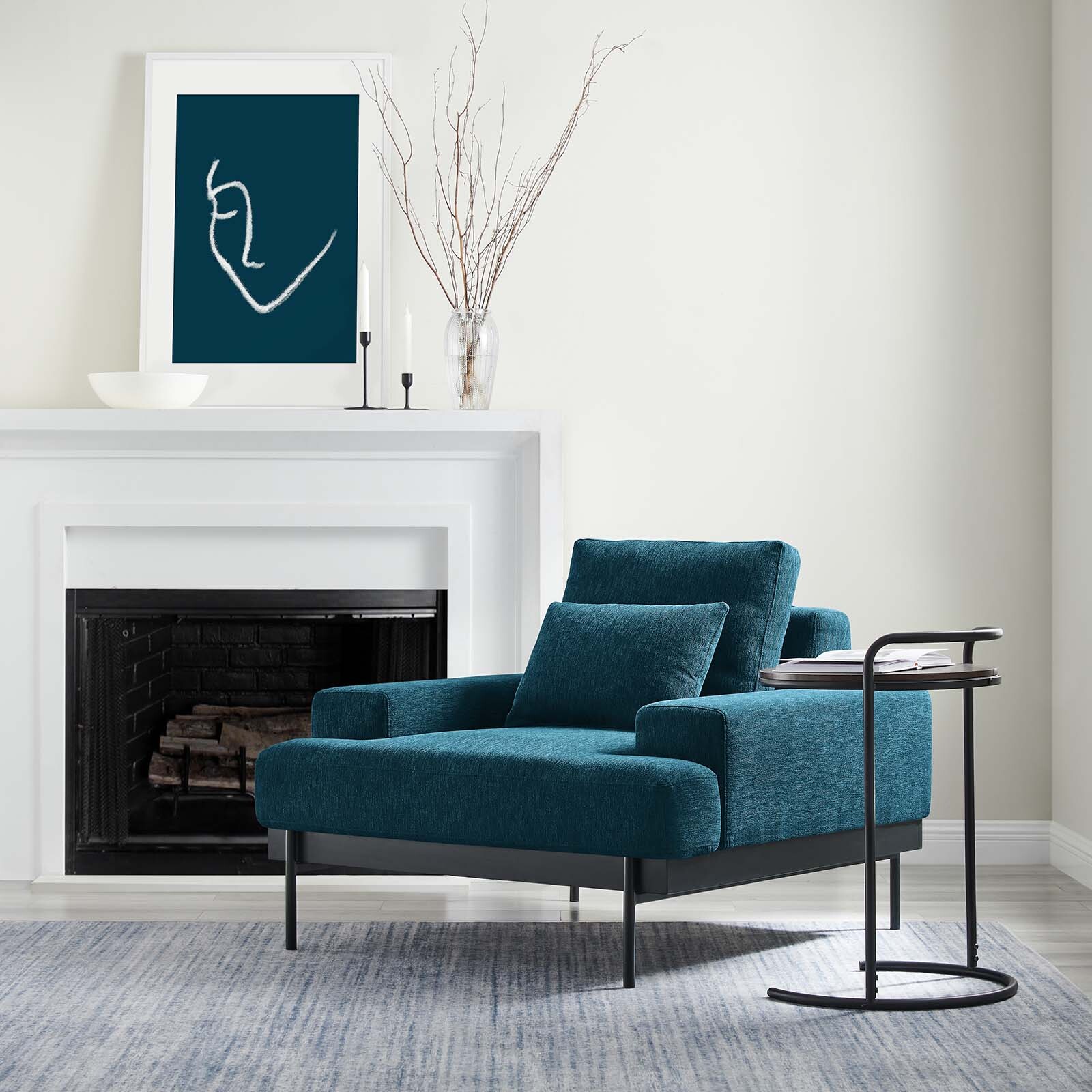 Modway Proximity Modern Fabric Upholstered Accent Armchair in Azure gallery