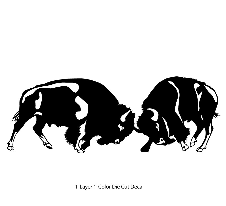 Bison Ox Charging 4 Prairie Run White or Black Decal 6Yrs Outdoor Vinyl Sticker gallery