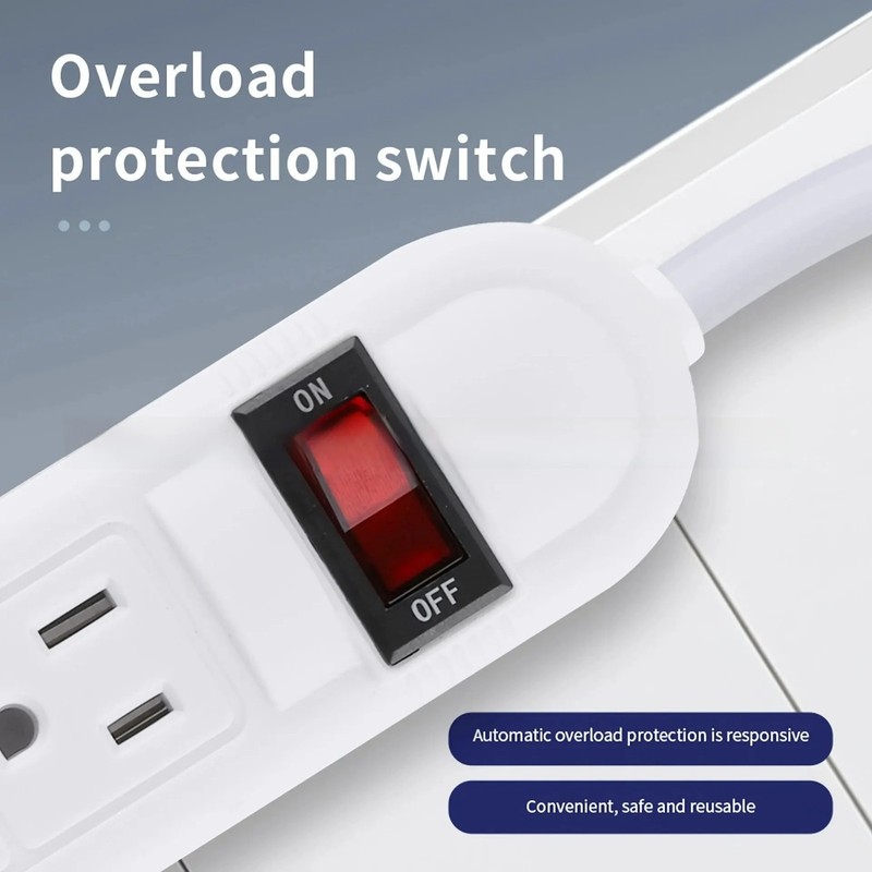 6 Outlet Power Strip US Plug Multi Socket Extension Switch Home Office gallery