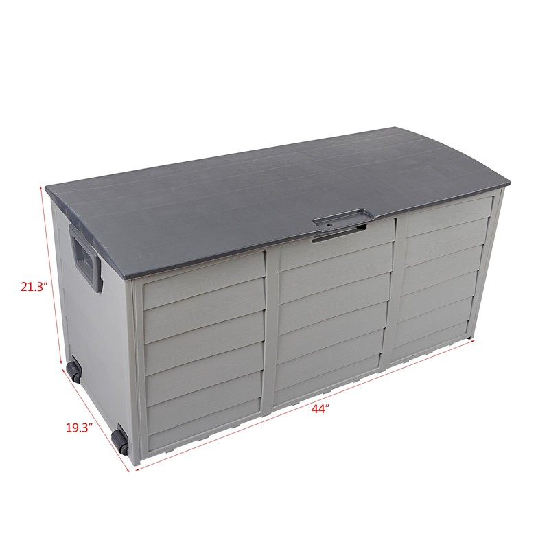 75Gal Resin Deck Box Foldable Storage Patio Furniture Garden Bench Waterproof gallery