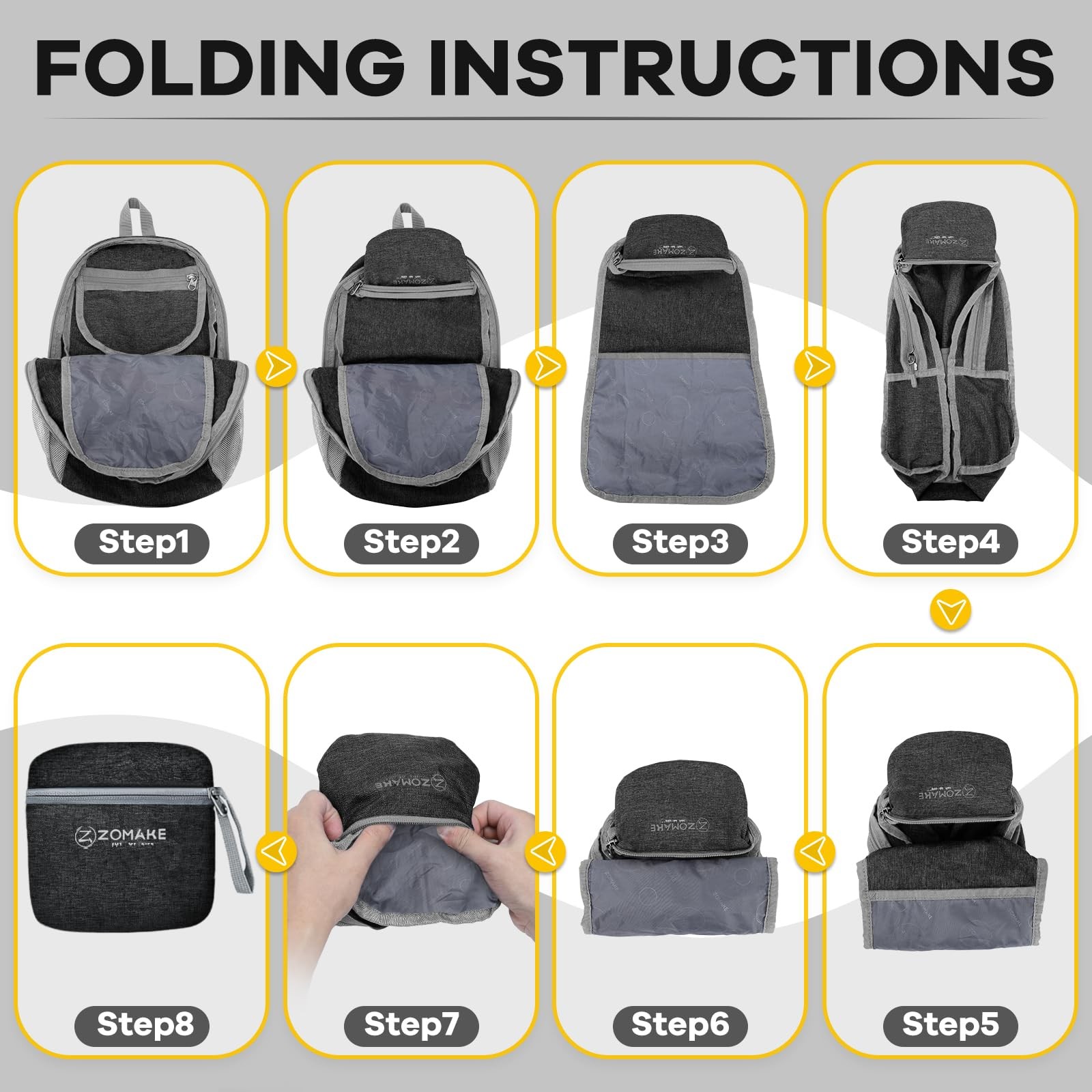 10L Ultra Lightweight Packable Backpack Small Foldable Daypack Black PC 5