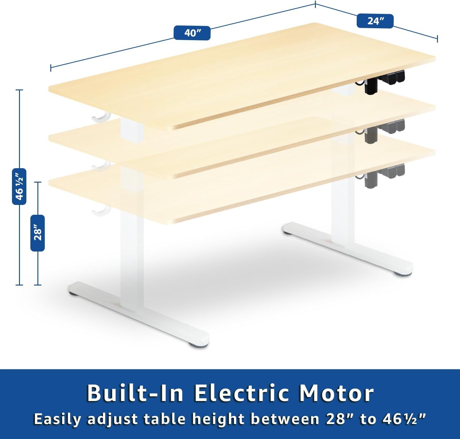 40" Modern Height Home Office Table Standing Electric Desk gallery