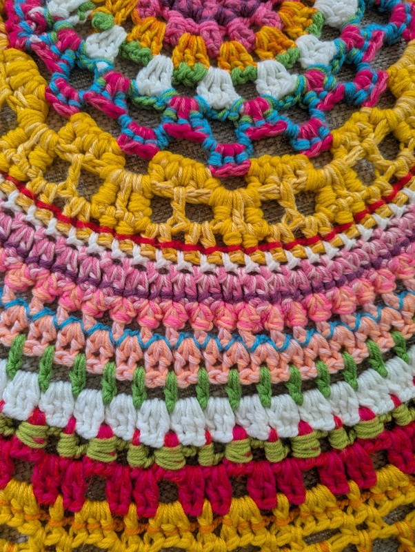 Round Handmade Afghan Mandala Pattern Crochet Throw Blanket or Table Topper 54" gallery