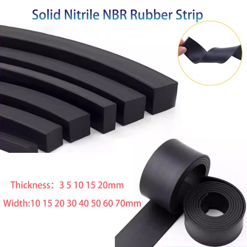 Solid Nitrile NBR Rubber Strip Square Sheet Oil Resistant Width 10mm-70mm Black gallery