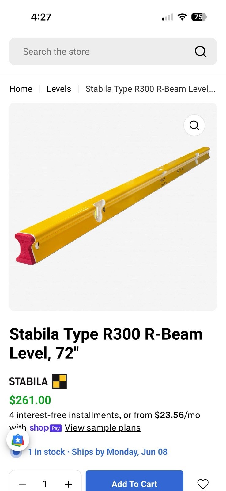 STABILA Type R 300 72 inch Level gallery