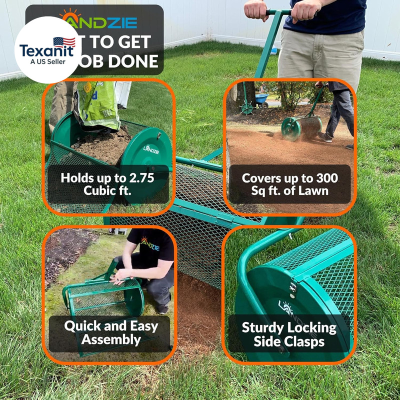 - the Original 24 Inch Compost and Peat Moss Spreader Roller - Top Soil, Sand, M gallery