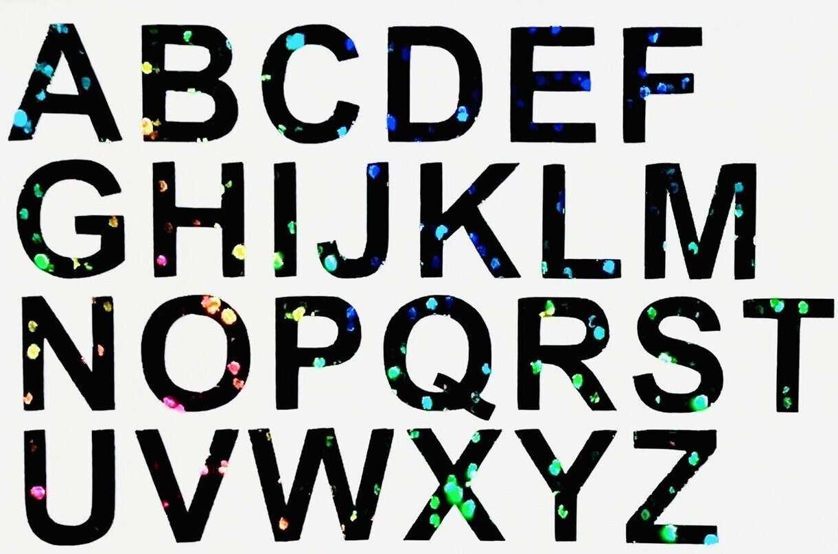 Any Single Letter Sticker Sheet! - Customized Size & Color - Holographic Sparkle gallery