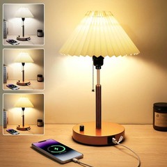 Bedside Table Lamp, Stepless Dimmable Lamp with USB Charging Ports for Bedroo…