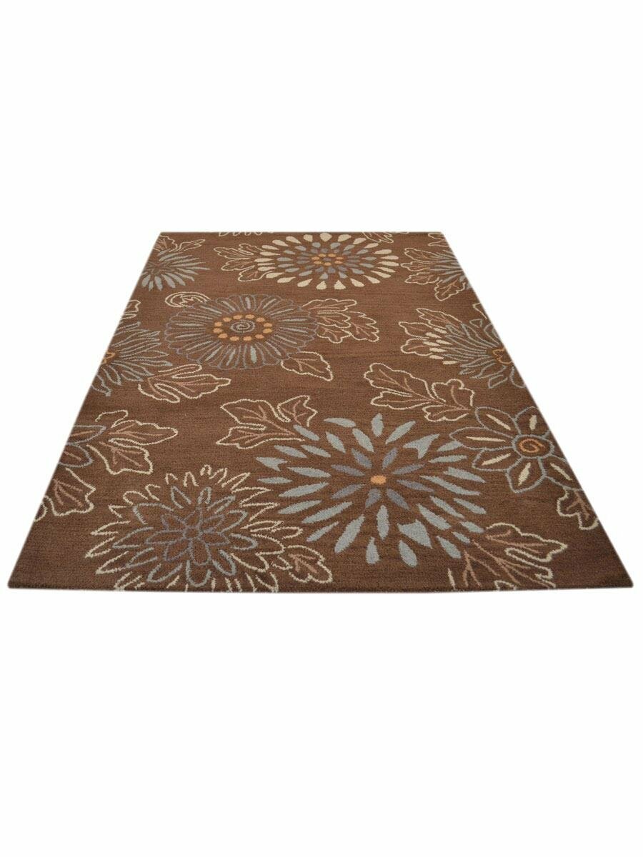 Eco-Friendly Hand Tufted Wool Area Rug Floral Brown BBH Homes BBK00730 gallery