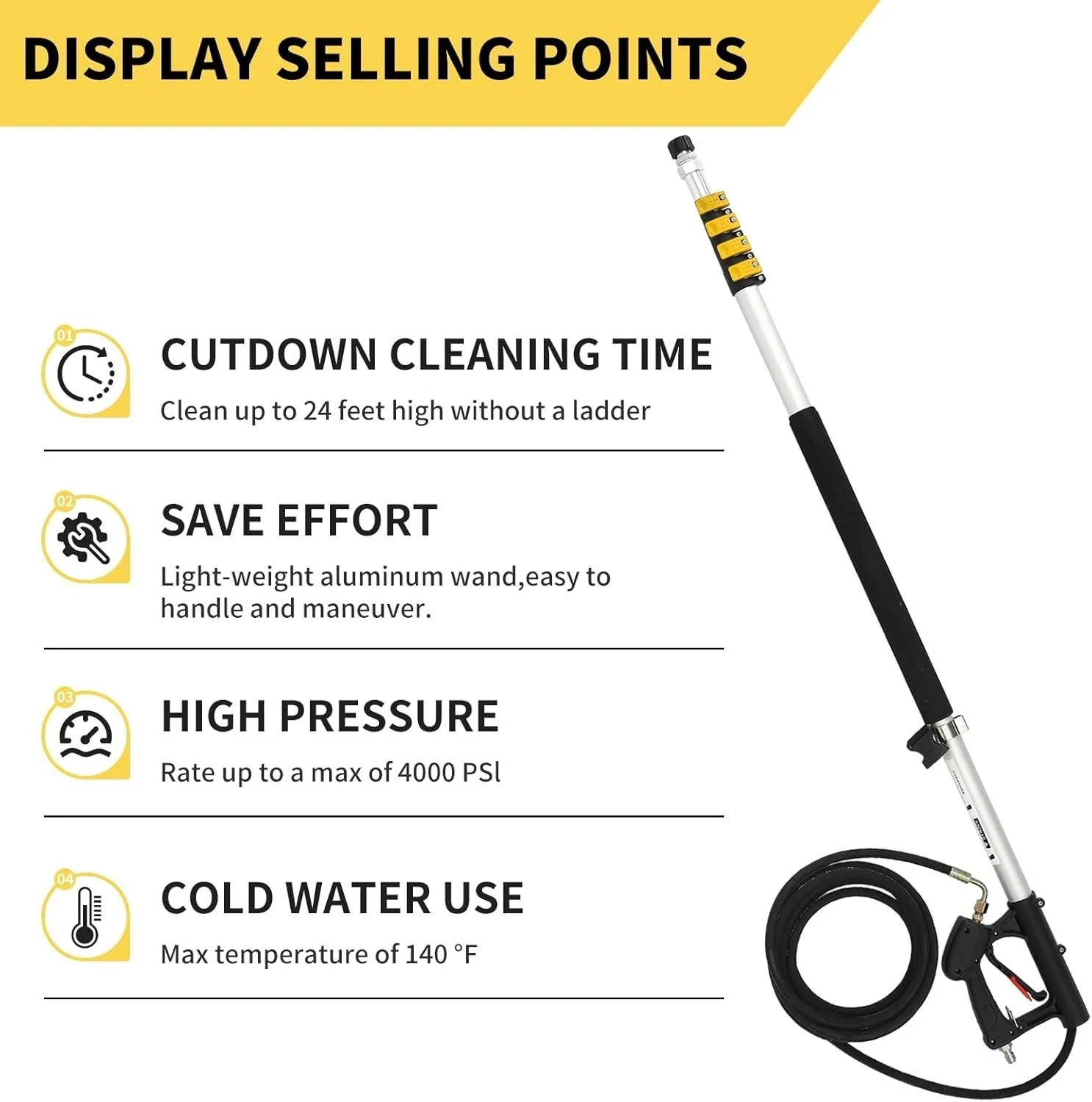 24 FT Telescoping Pressure Washer Wand with Pressure Washer Extension Wand, B... gallery