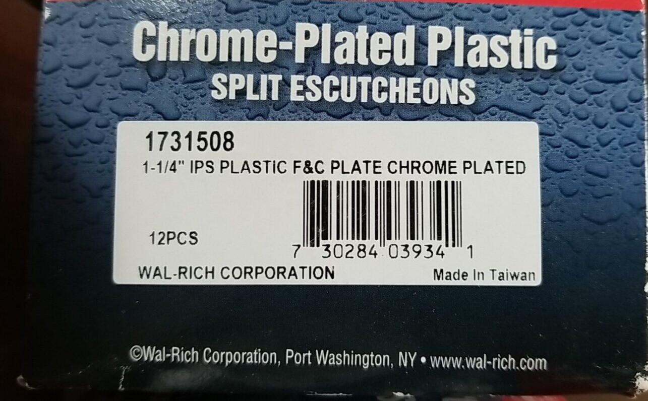 Wal-rich Chrome Plated Plastic Split Escutcheon - 1-1/4" IPS gallery