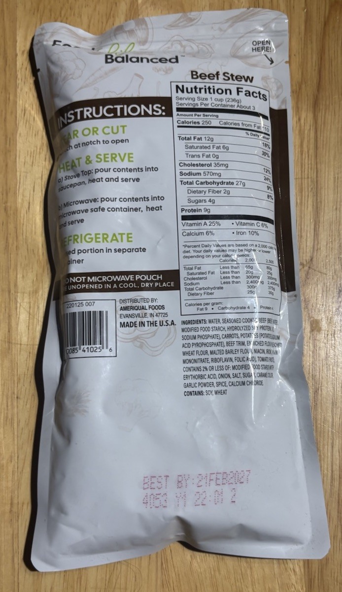 4PK Pouches Food Life Balanced Beef Stew 1.5 LBS each x 4 Exp FEB 2027 FREE SHIP gallery