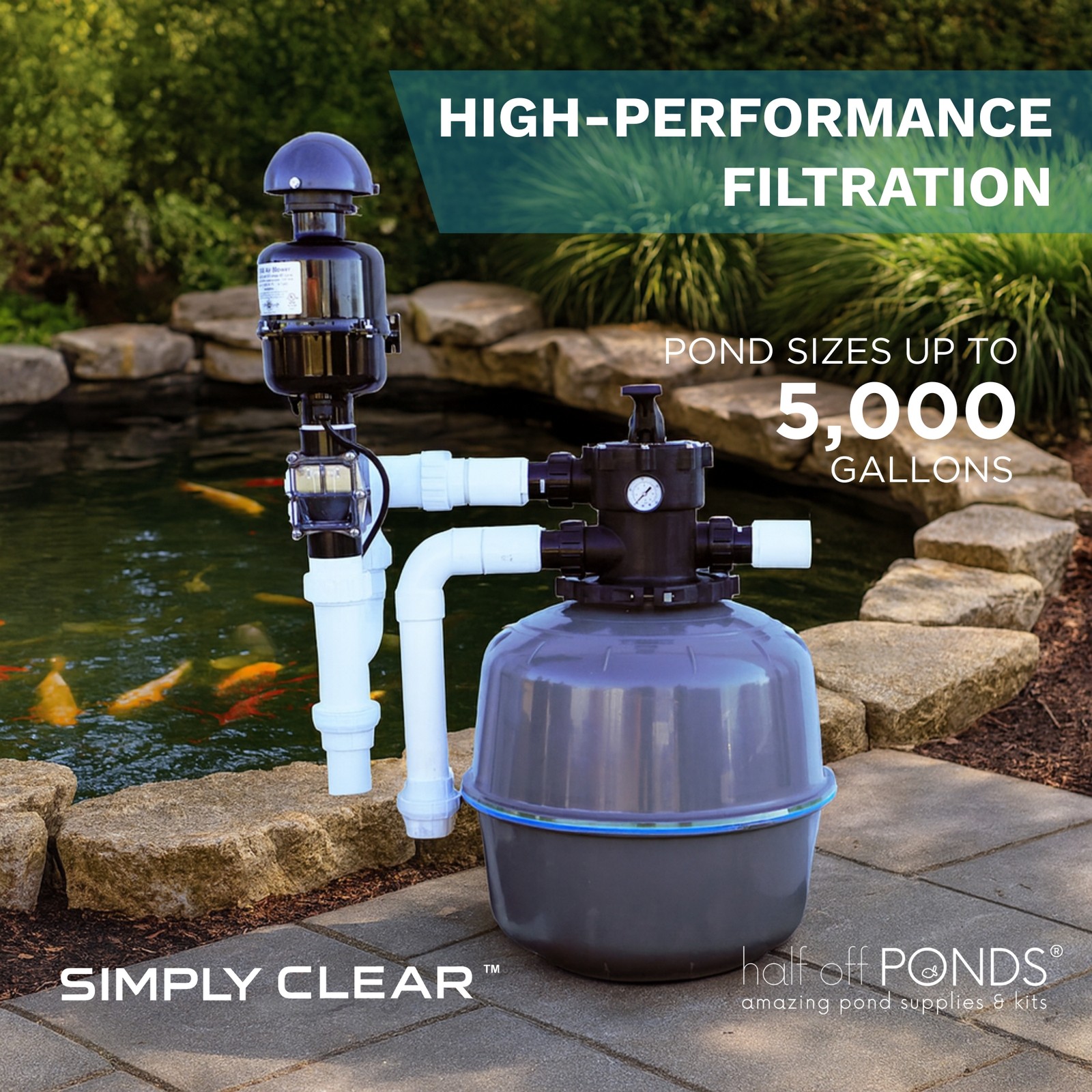 HALF OFF PONDS Simply Clear Filter with Blower – 5,000 Gal Pond System gallery