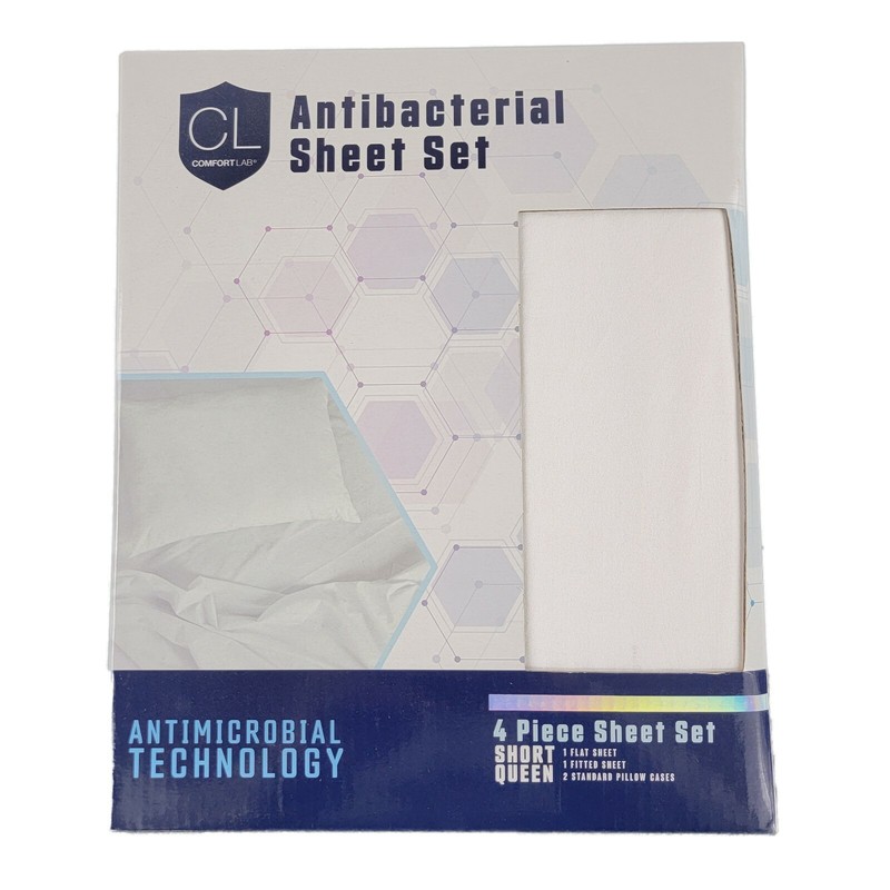 4 Piece Short Queen White Antibacterial Sheet Set RV Camper Microfiber Pillow gallery