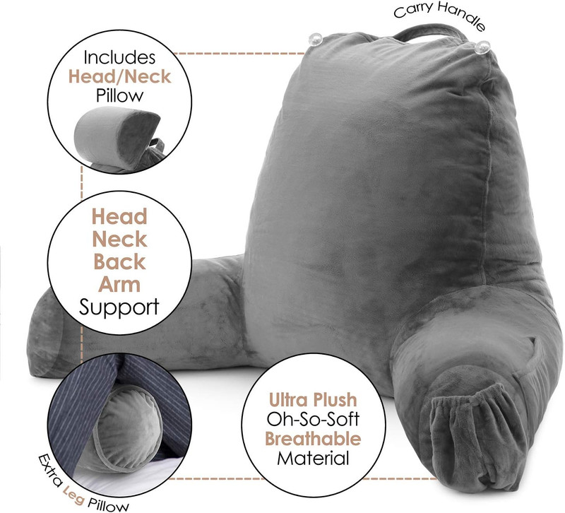Reading Pillow with Shredded Memory Foam Includes 2 Neck and Lumber Support Pill gallery