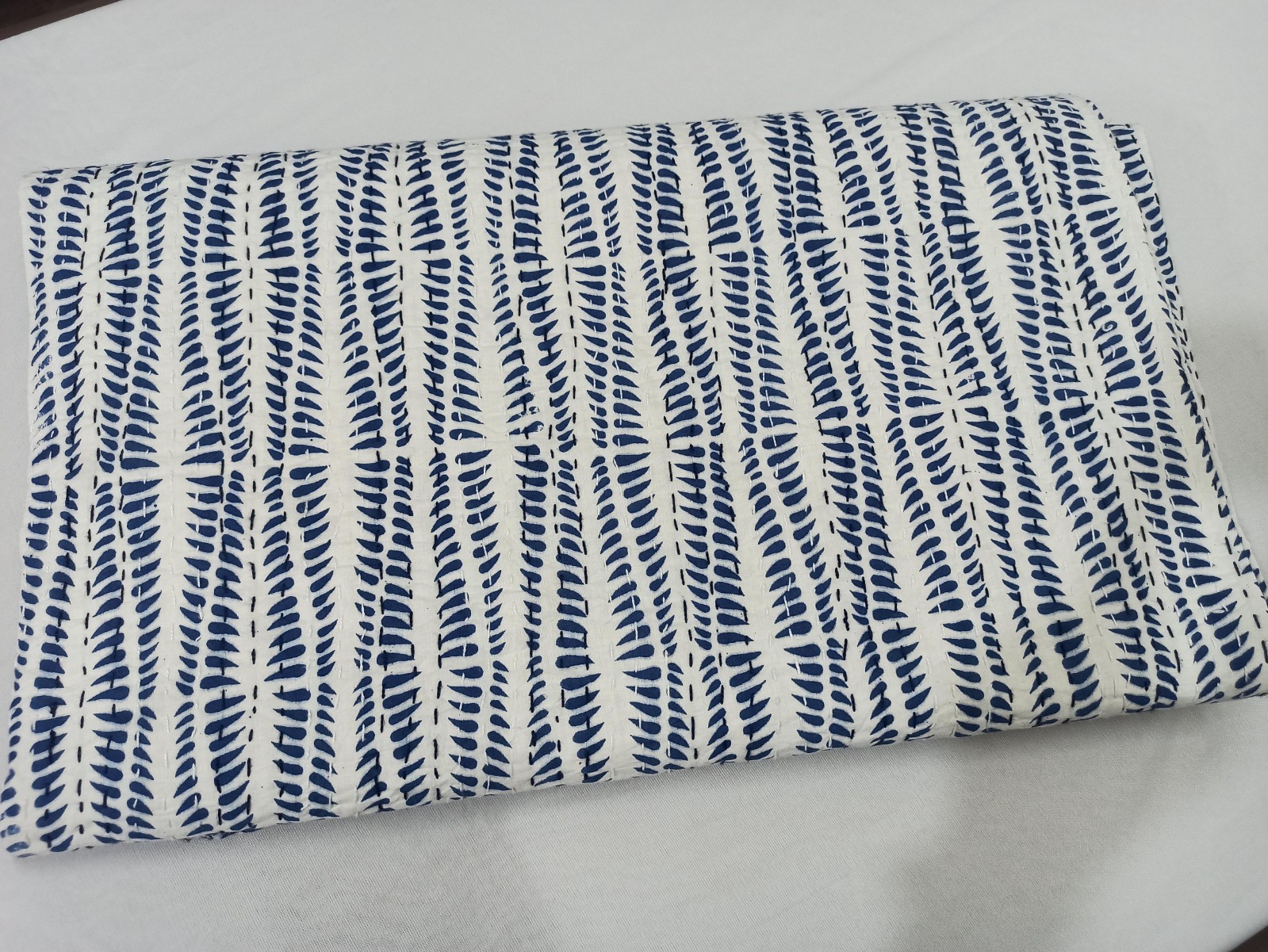 Block Print Indian Kantha Quilt King Handmade Cotton Bedspread Blanket Throw gallery