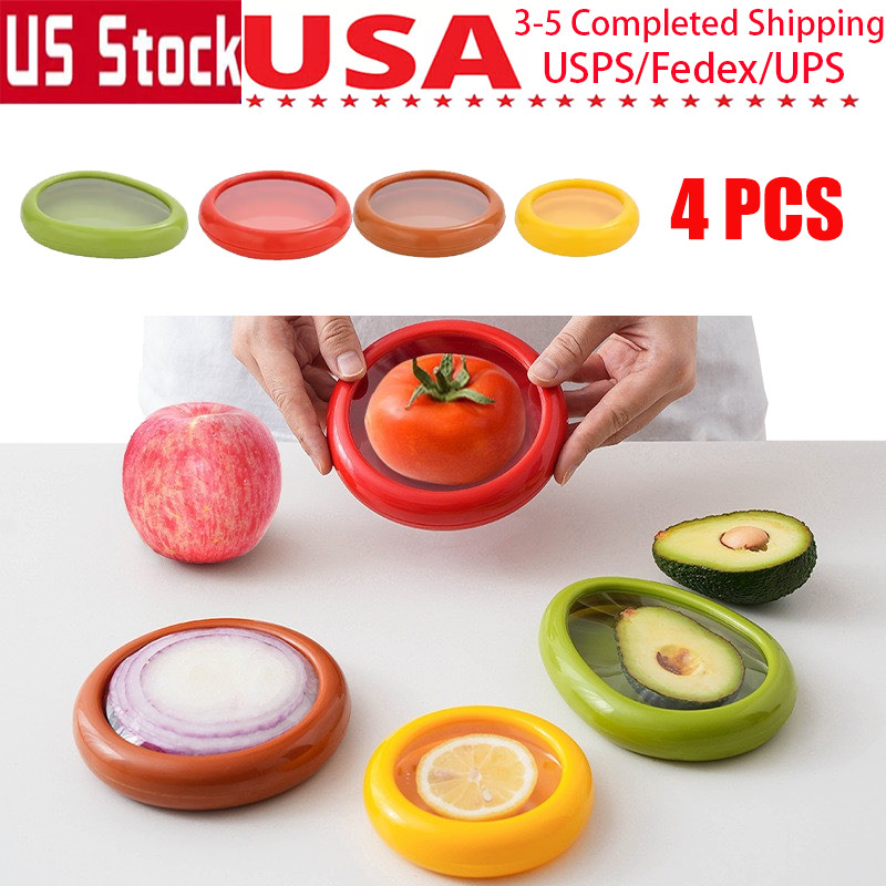 4 Pack Fruit And Vegetable Food Fresh Keeping Box Keeper Onion Avocado Storager gallery