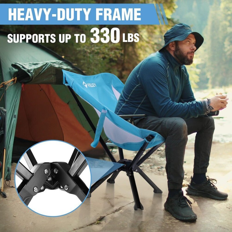 VILLEY 2-Pack Portable Folding Camping Chair 330LBS Load No Assembly Quick Setup gallery