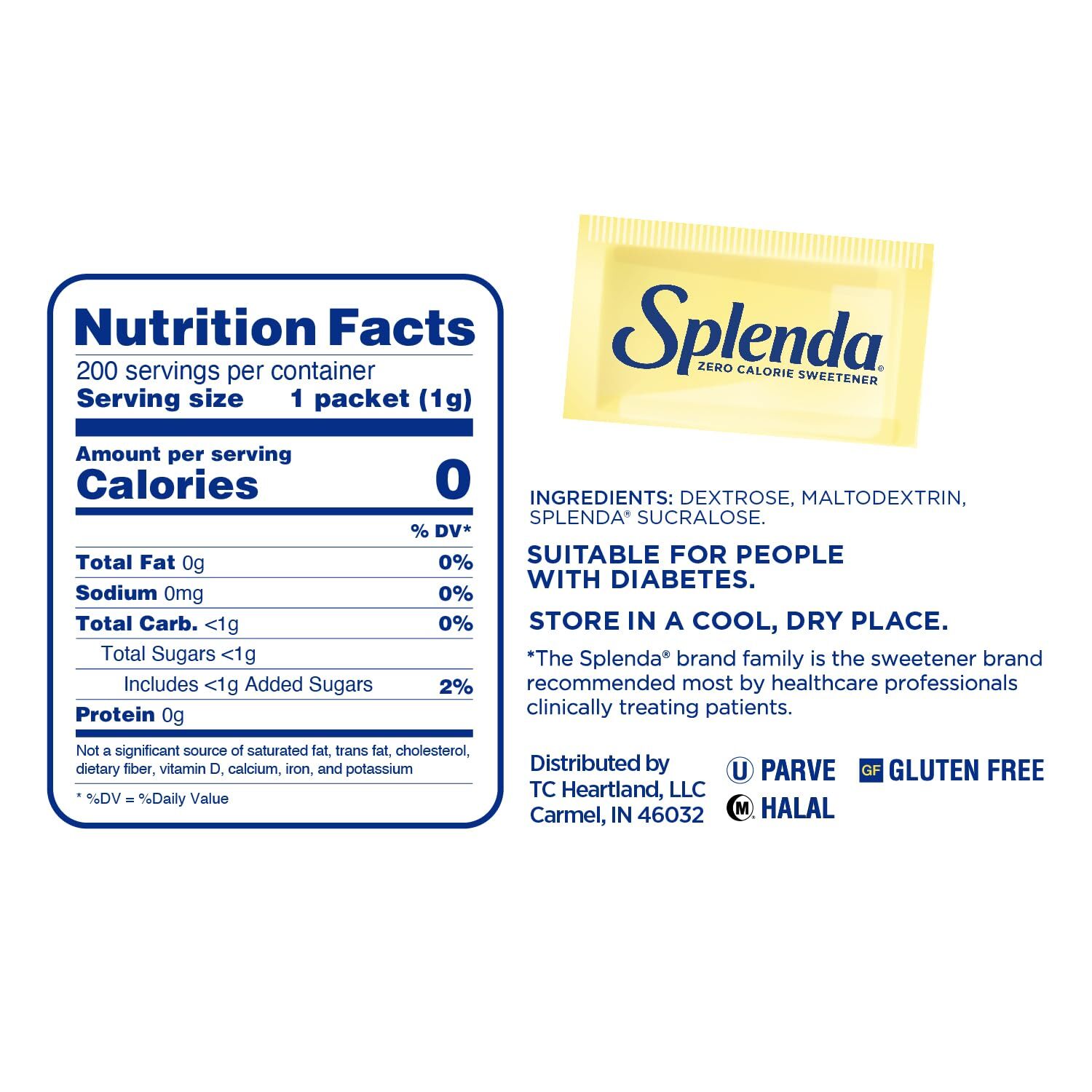SPLENDA Zero Calorie Sweetener 200 Count Packets 7 oz Box gallery