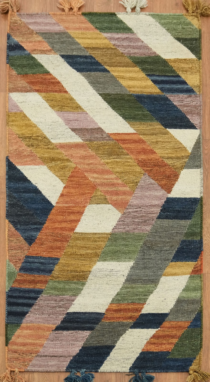 Hand Woven Wool Geometric Multicolor 3x5 Modern Oriental Accent Rug gallery