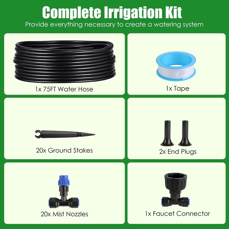 75Ft Drip Irrigation Kit Automatic Watering System with 20pcs Adjustable Nozzle gallery