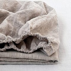 100% Linen Fitted Sheet Stone Washed Solid Color – (1 Piece) 14 inch Deep Poc…