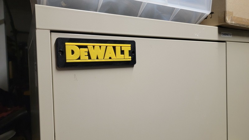Dewalt Logo badge for boxes cabinets screw-on or magnetic gallery