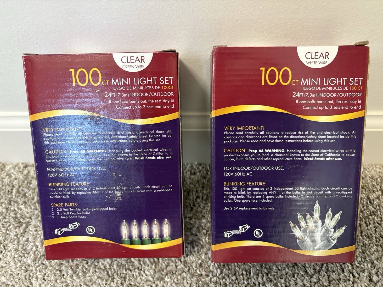 Holiday Time 100 Ct Mini Light Set Clear 24ft White/Green Wire In/Outdoor Set gallery