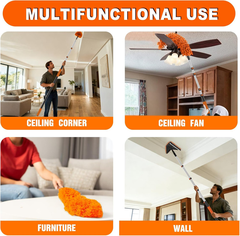26FT Reach Duster Cleaner Kit, Dusters for Cleaning with Extension Pole, Baseboa gallery