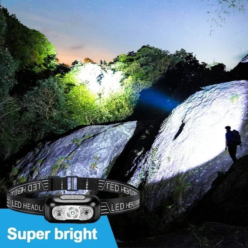 Strong Light Headlamp Portable LED Sensor Headlamp USB Rechargeable Head Flashli gallery