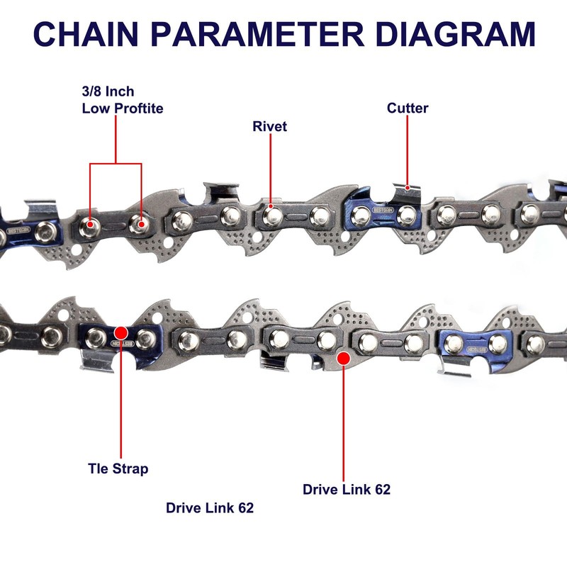 3 Pack S62 AdvanceCut Chainsaw Chain for 3/8 Inch Pitch 050 gauge, 62drive links gallery