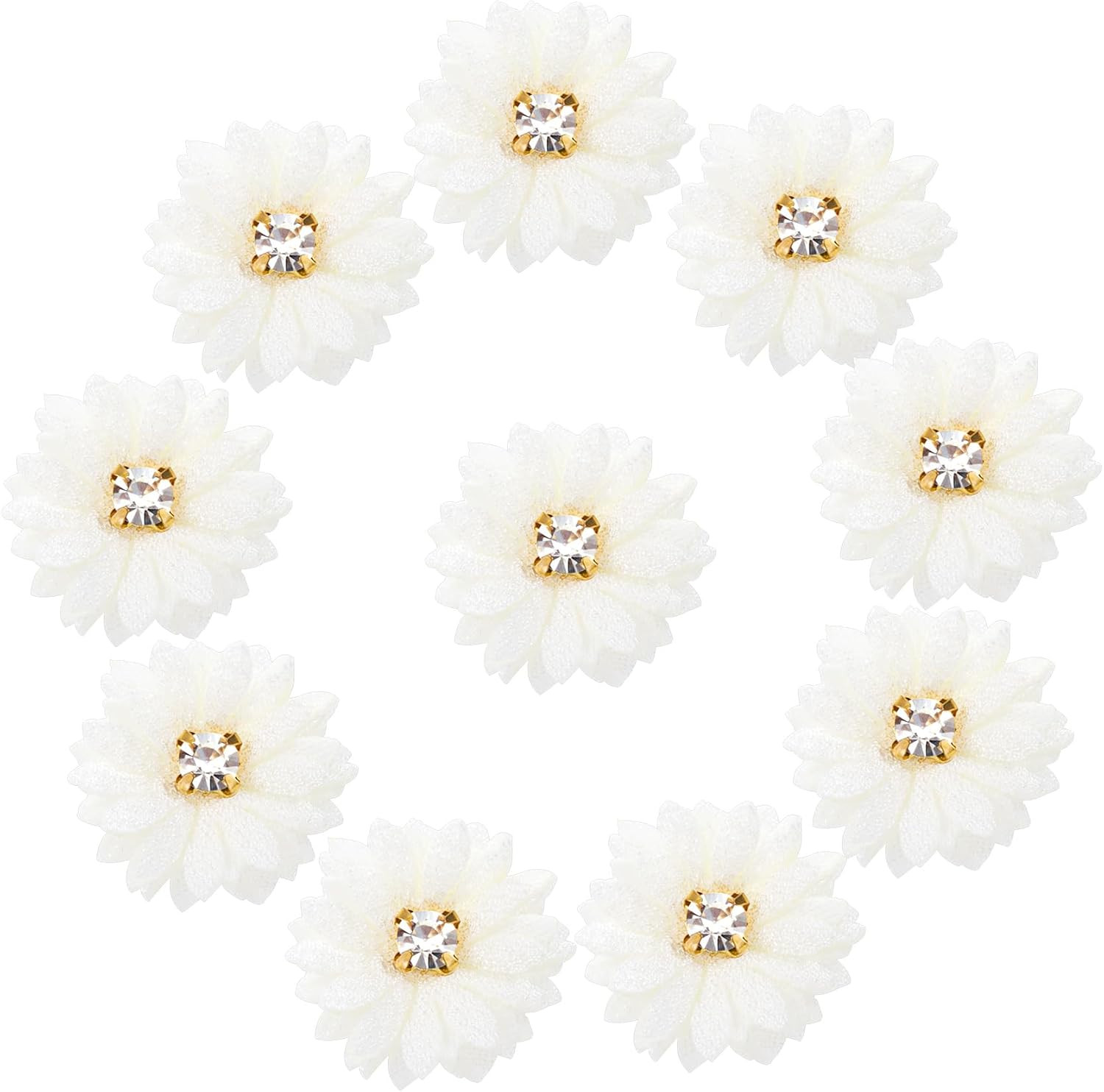 10pcs Mini Fabric Flower for Crafts, Small Rhinestone Flower Appliques, Decorati gallery