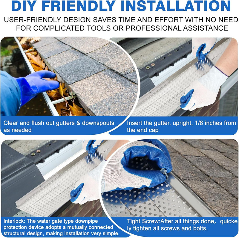 5 Inch Gutter Guard – (Mill Finish，8 PCS-31 Feet Total Length) Premium Aluminum gallery
