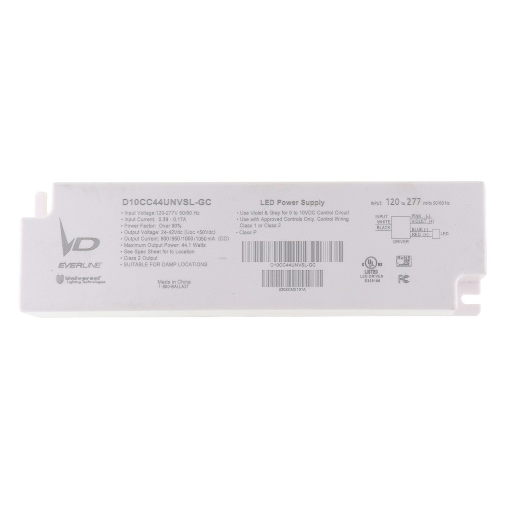 UNIVERSAL D10CC44UNVSL-GC FIELD SELECT LED DRIVER, 24-42V 900-1050MA 44W 120-277
