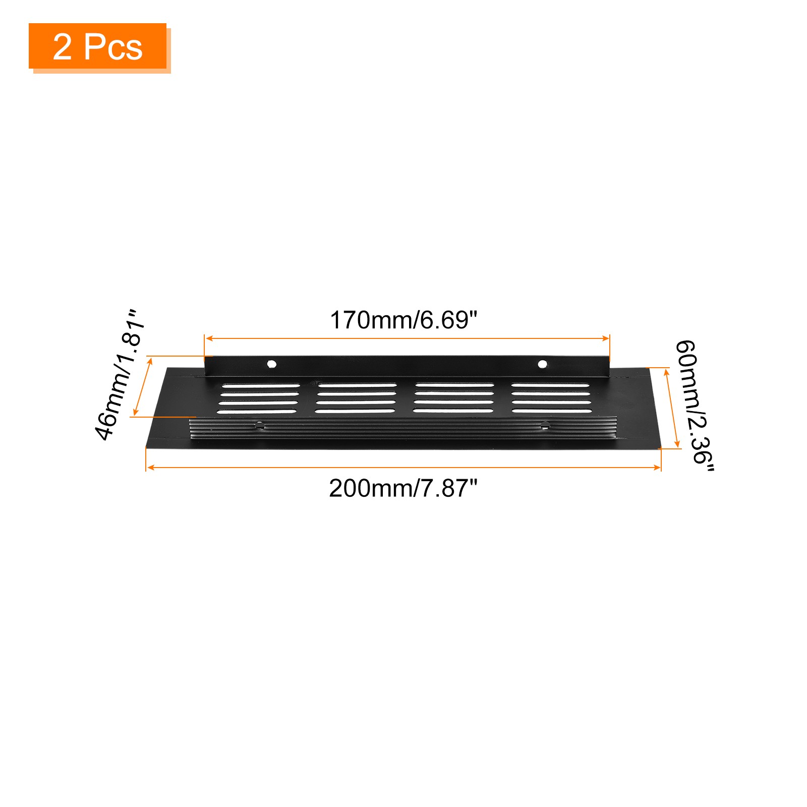 2pcs Rectangle Ventilation Grille Aluminum Alloy Mesh Air Vent Cover, 200x60mm gallery