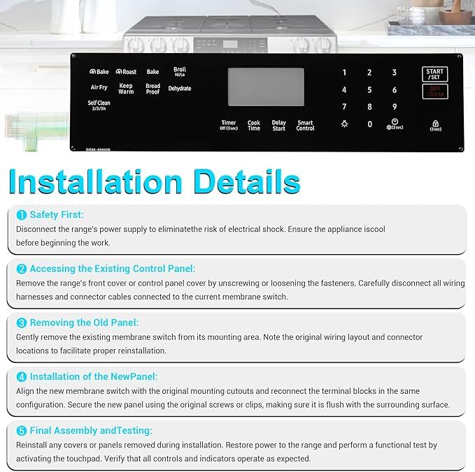 DG96-00850B Range Membrane Switch Touchpad Control Panel For Samsung Gas Ovens gallery