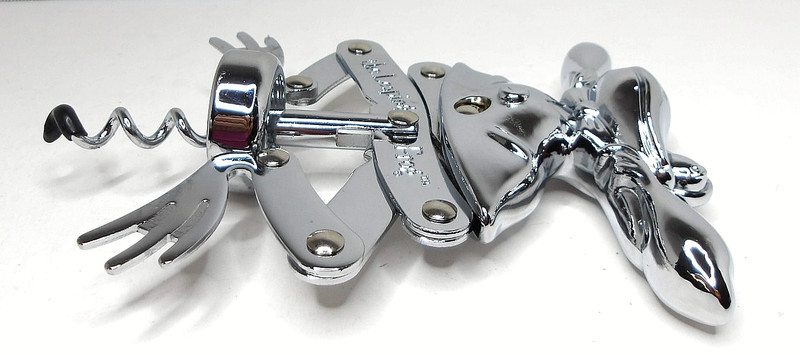 The Leaping Frog Corkscrew Bottle Opener, Chrome, Vintage gallery