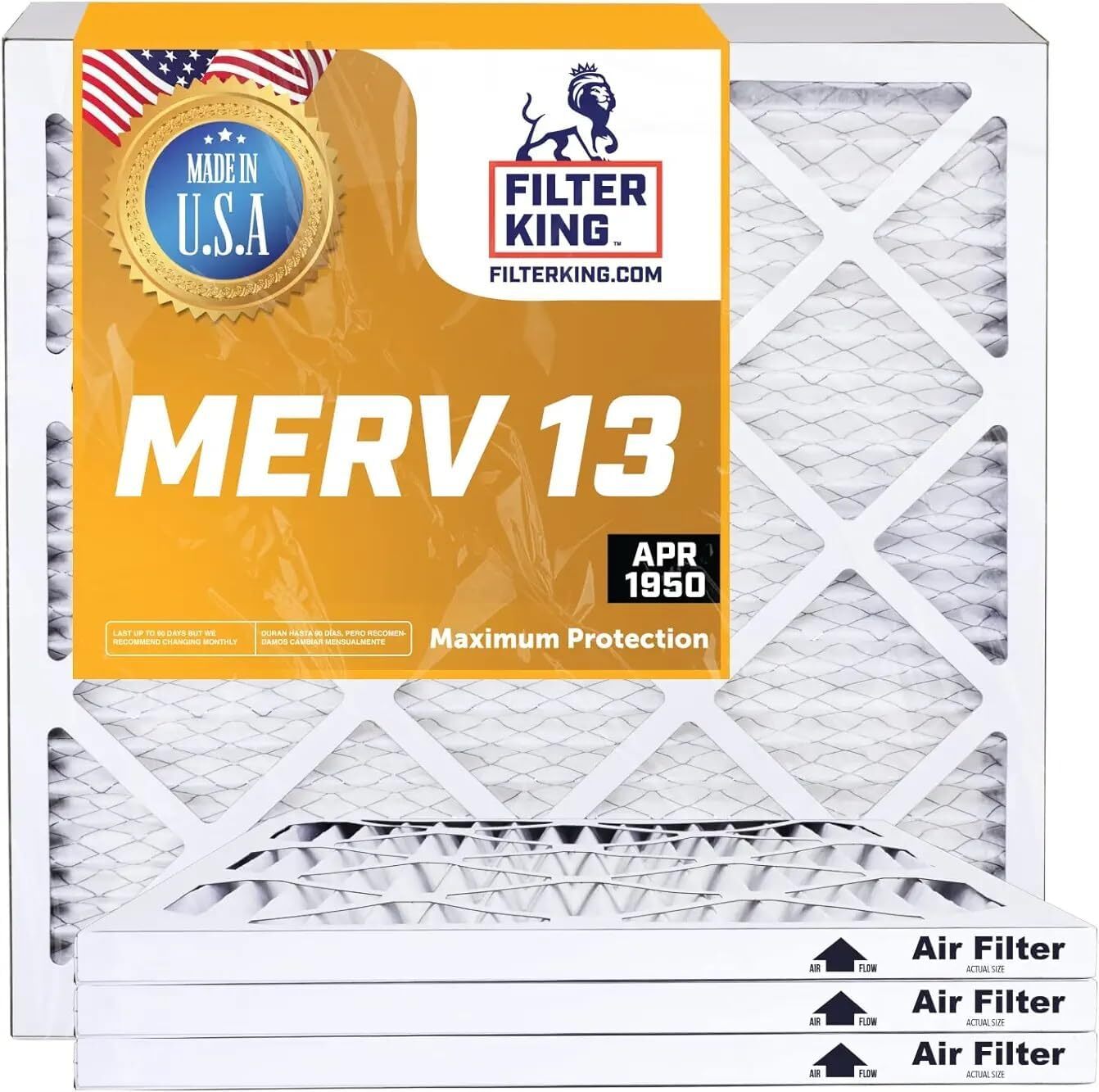 Filter King 14x14x1 Air Filter 12-PACK MERV 13 Actual Size 13.5 x 13.5 x .75" gallery