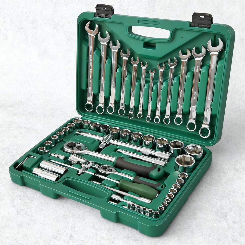 72 Teeth Mechanic Tool Set 61 Piece Socket Wrench Set with Storage Case 1/4 1/2" gallery