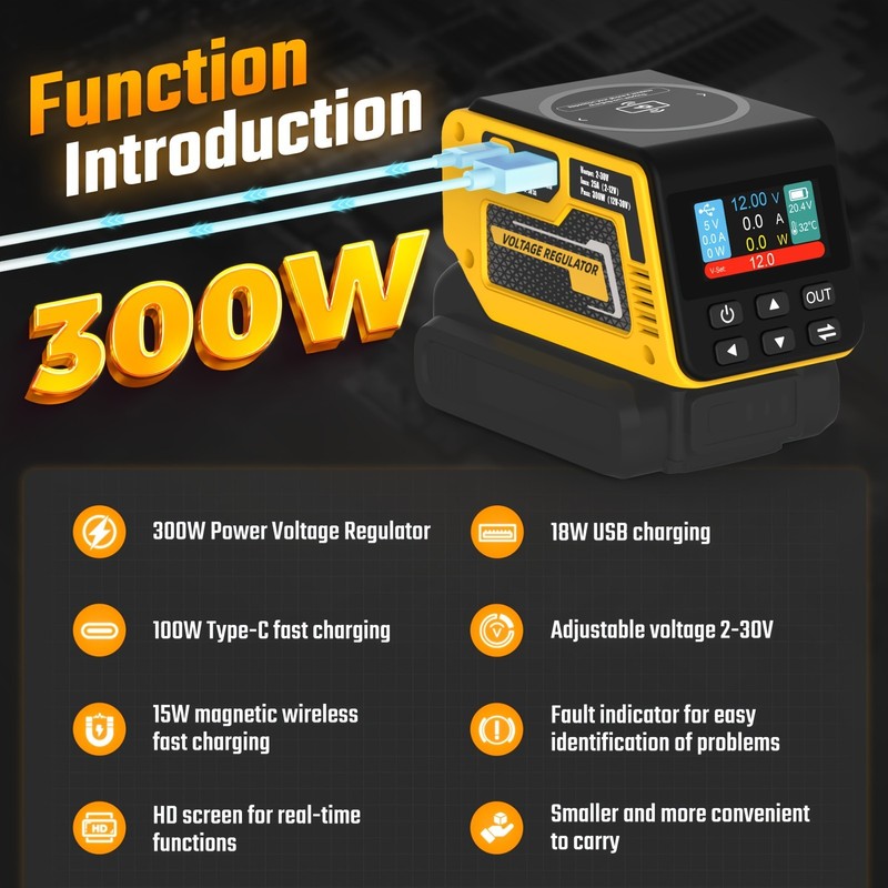 USB Battery Adapter Voltage Regulator for Dewalt 20V Max Battery Camping DIY gallery