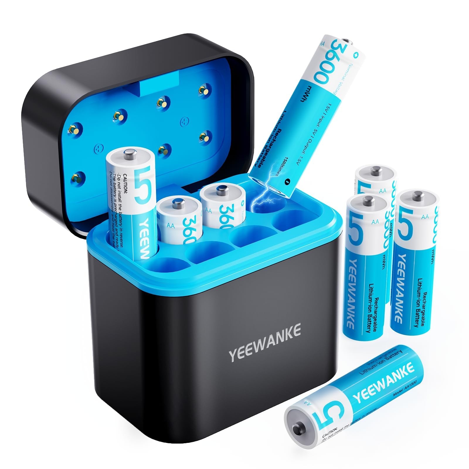 Rechargeable AA Batteries with Charger, 8 Pack 8 Slot 1.5V High Power 3600mWh... gallery