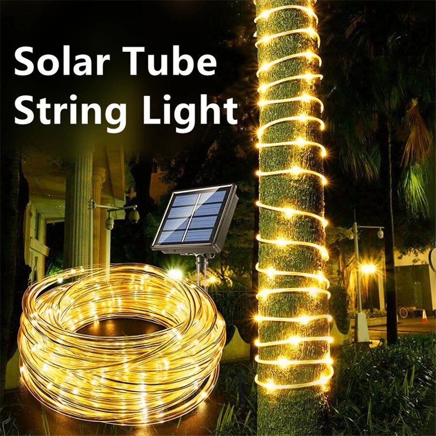 39ft 100LED Solar Rope Lights Outdoor Tube String Fairy Strip Garden Waterproof gallery