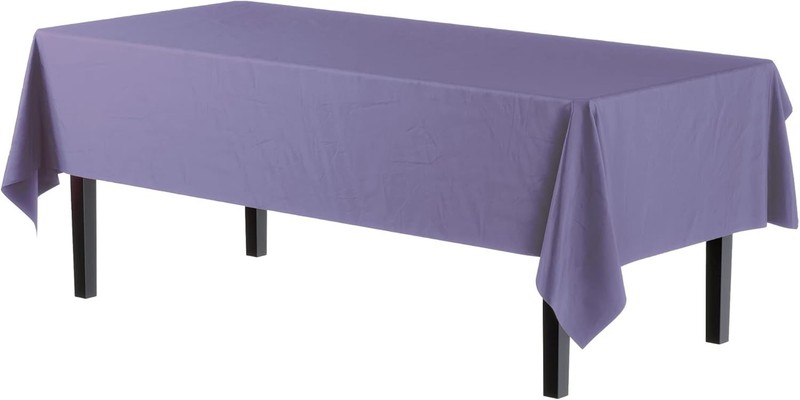 12-Pack Premium Plastic Tablecloth 54in. x 108in. Rectangle Table Cover - gallery
