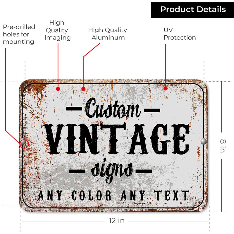 Customized With Your Custom Text New Personalized Aluminum Metal Sign 8 x 12" gallery