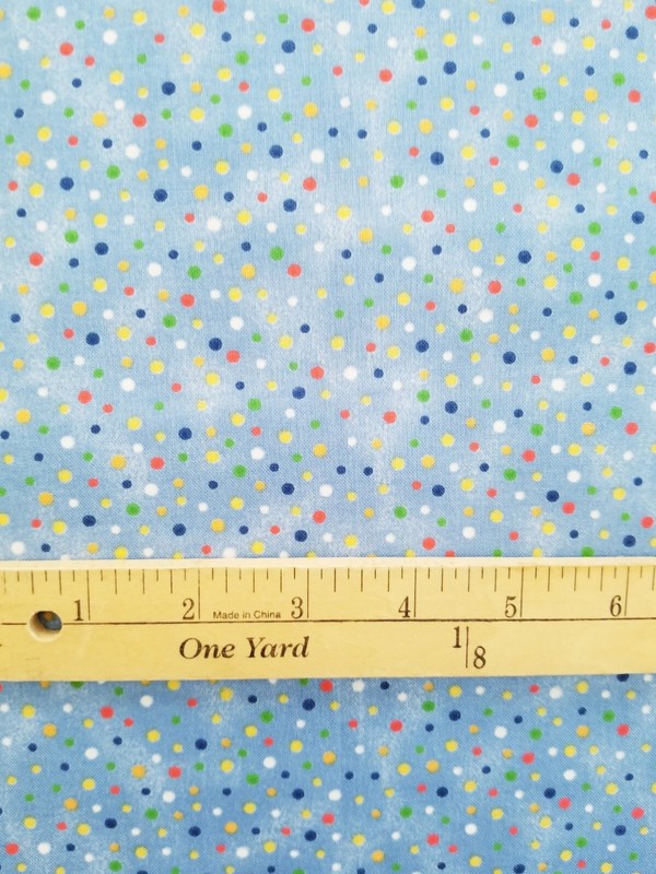 32"x44" Tiny Colored Dots On Blue New 100% Quality Cotton Fabric! David Textiles gallery