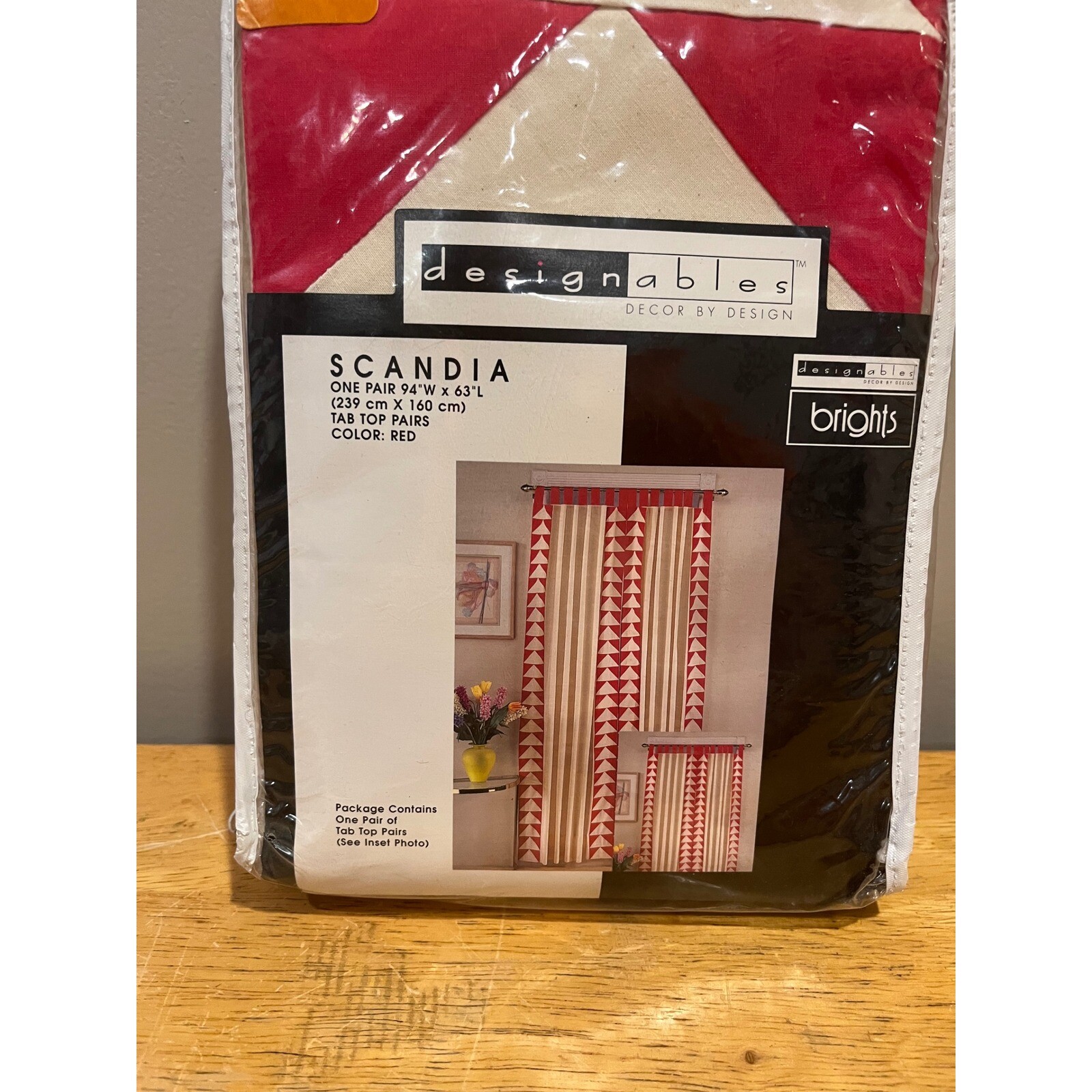 Designables Scandia Red Retro 80s Triangle Curtain Panels Pair 94x63 Tab Top gallery
