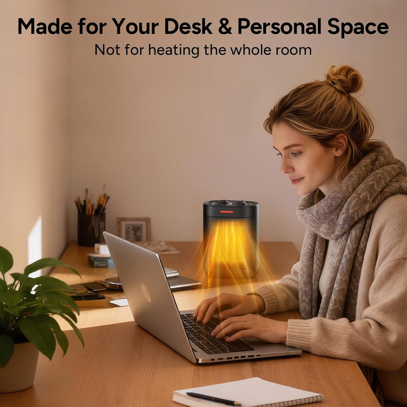 Ceramic Personal Space Heater Office Desk RV 1000W/700W Low Wattage Electric gallery