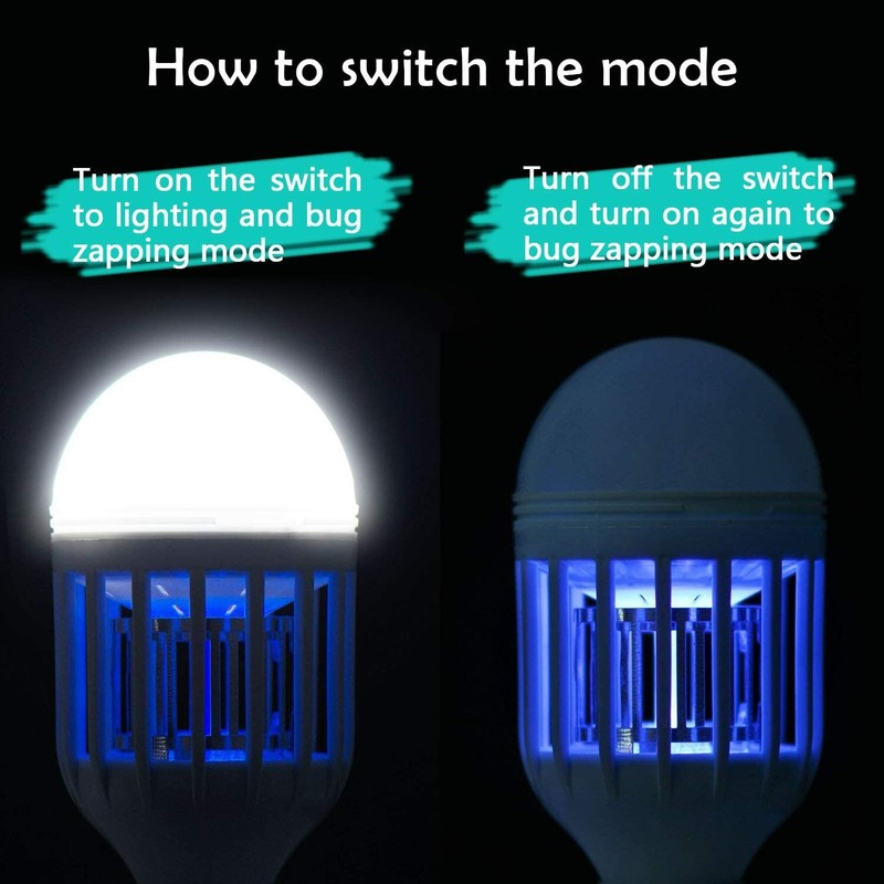 Bug Zapper LED Light Bulb Mosquito Lamp Fly Trap Killer Indoor Outdoor Insect US gallery